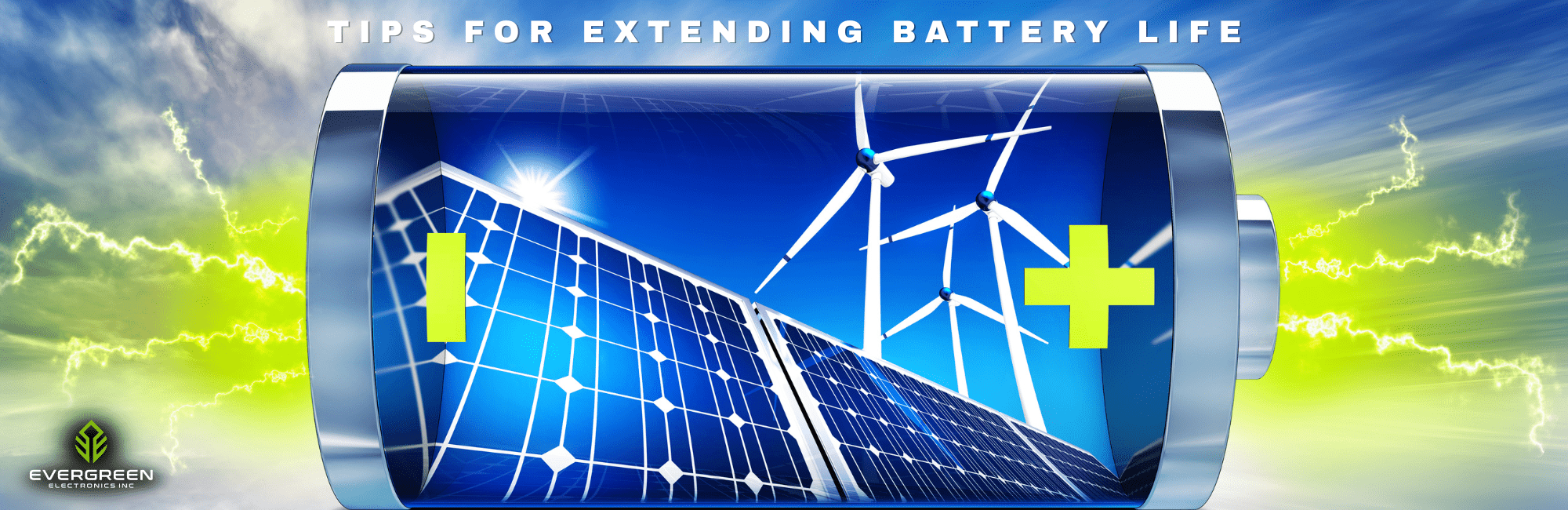 Banner for Evergreen Electronics blog on battery life.