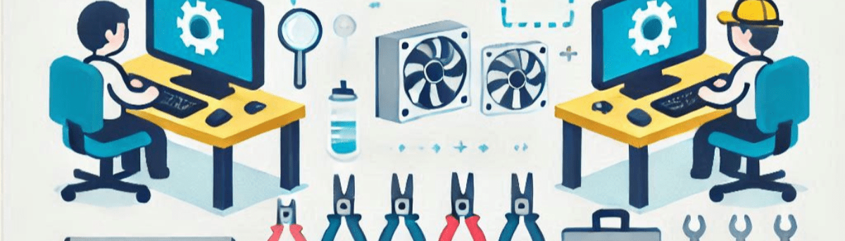 Illustrated image representing the computer refurbishment process.