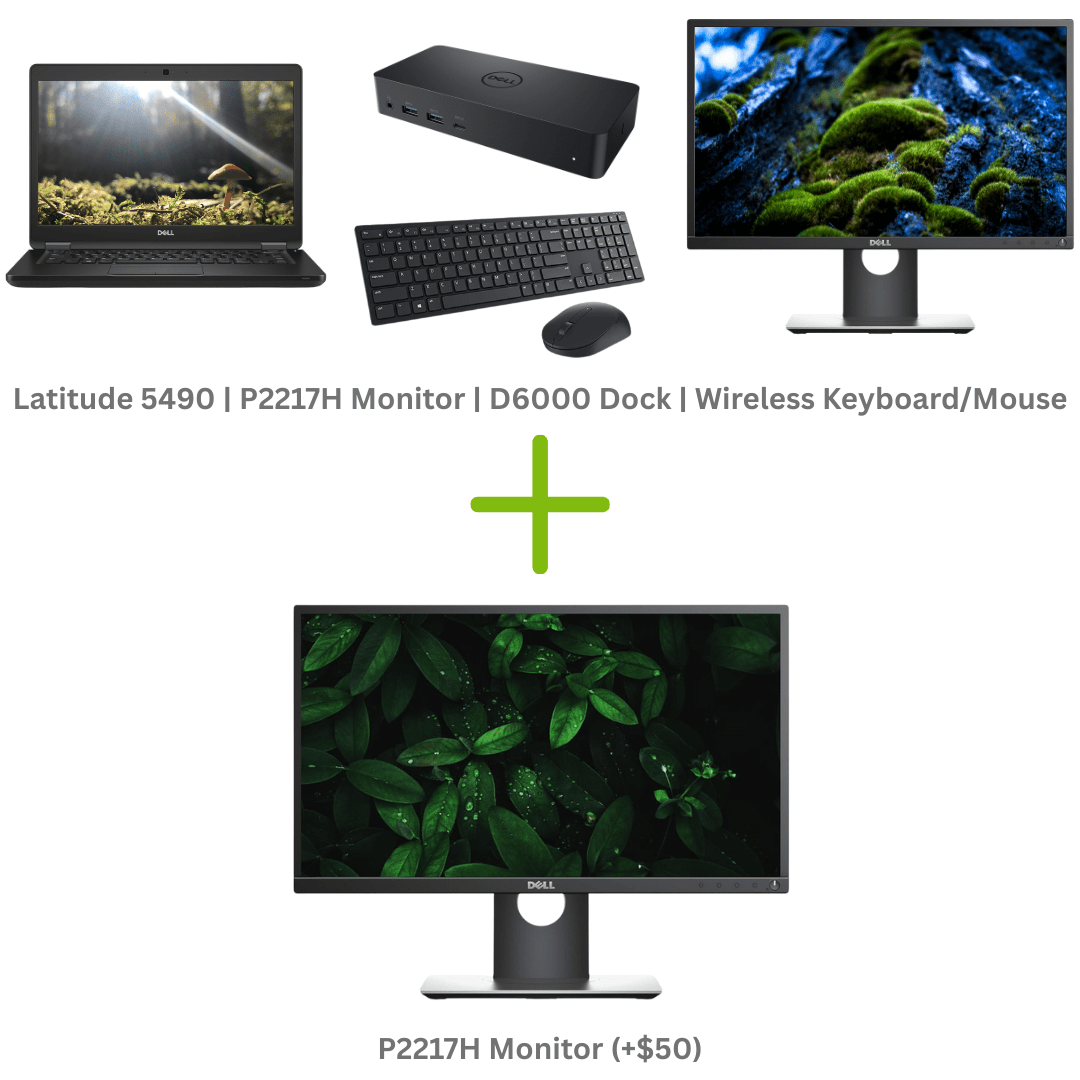 Bundle | Dell Latitude 14″ 5490 i5 Gen 8 Laptop | Dell 22" P2217 Monitor | Dell Keyboard/Mouse | Dell Dock | Windows 11 Pro
