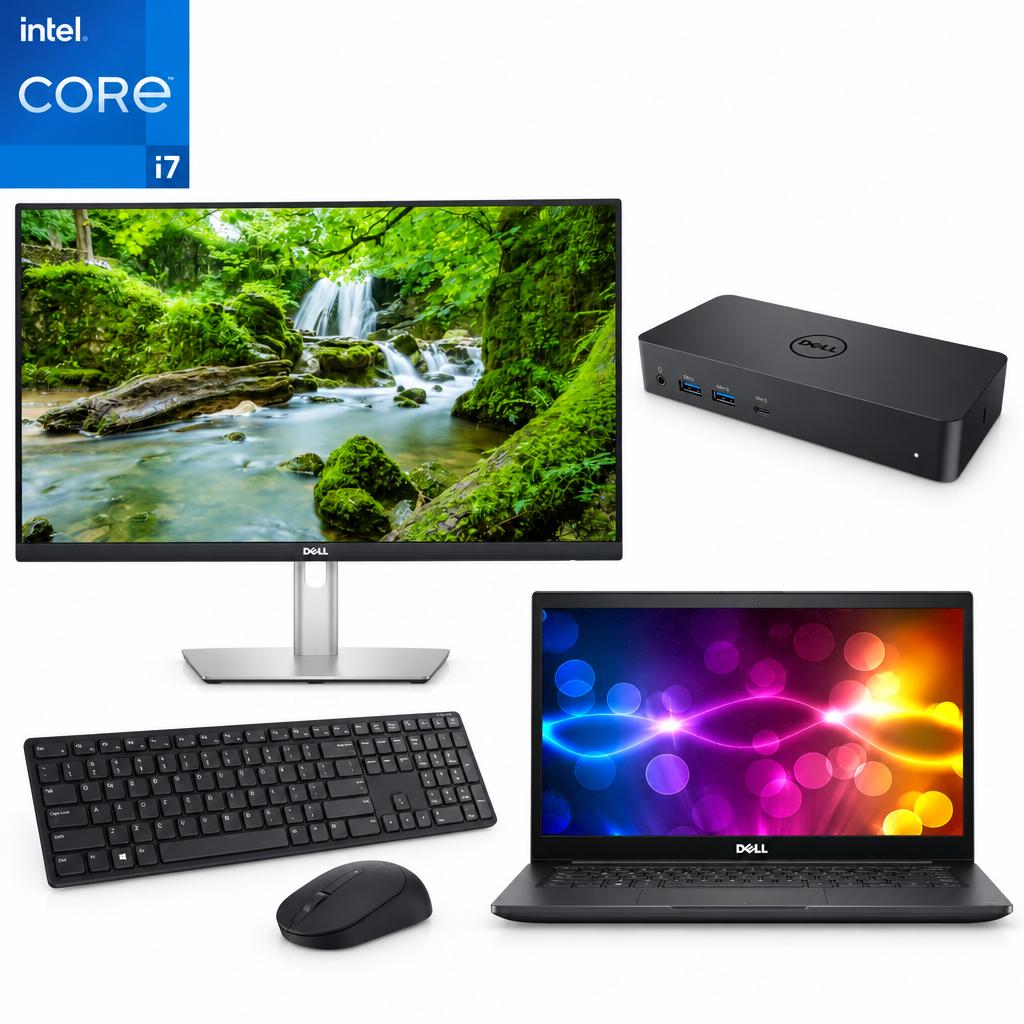 Bundle | Dell Latitude 14″ 7490 i7 Gen 8 Laptop | Dell 24" P2422 Monitor | Dell Keyboard/Mouse | Dell Dock | Windows 11 Pro