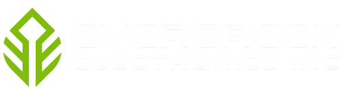 Logo with leaf icon and text that read: Evergreen Electronics, Inc.