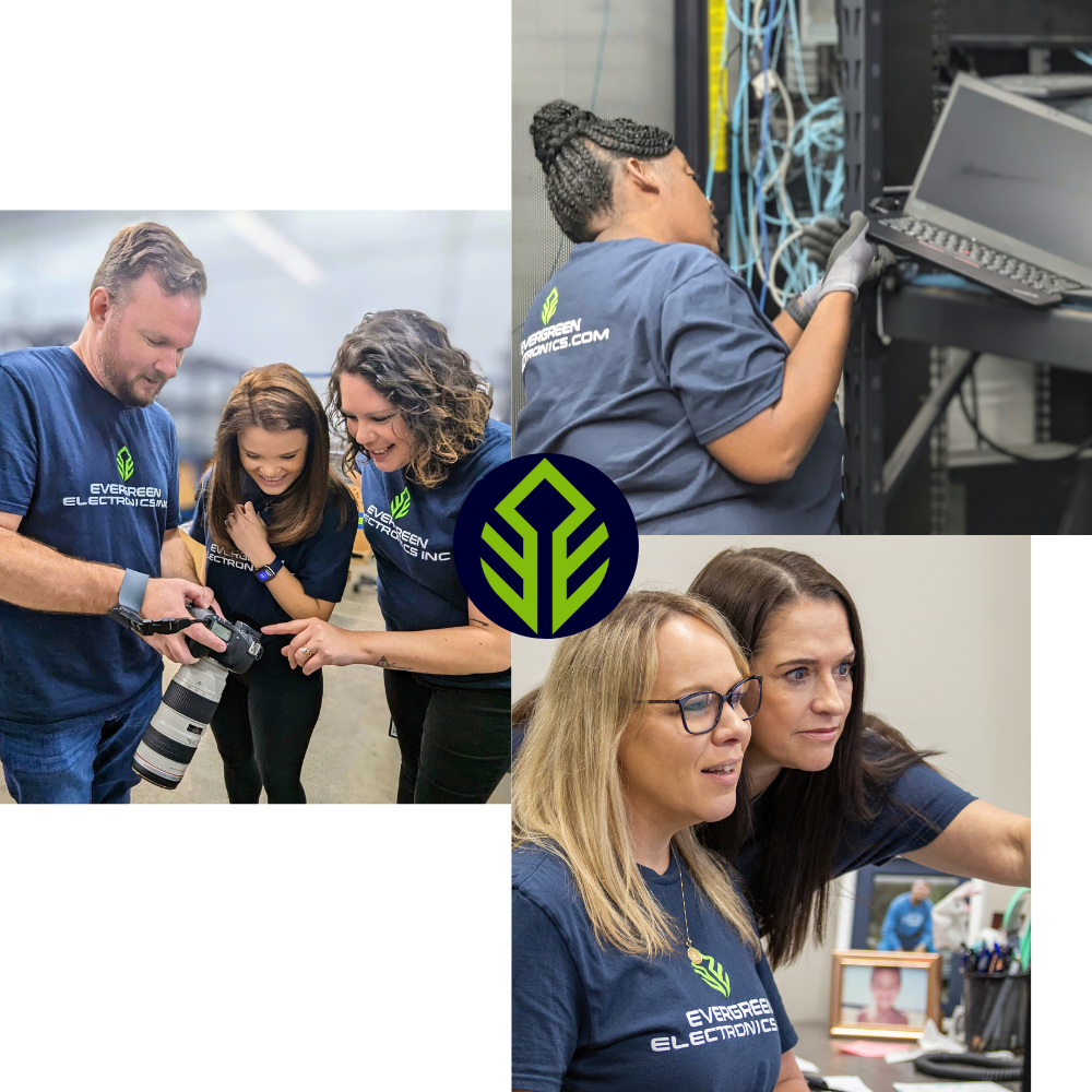 Three images of our team at Evergreen Electronics.