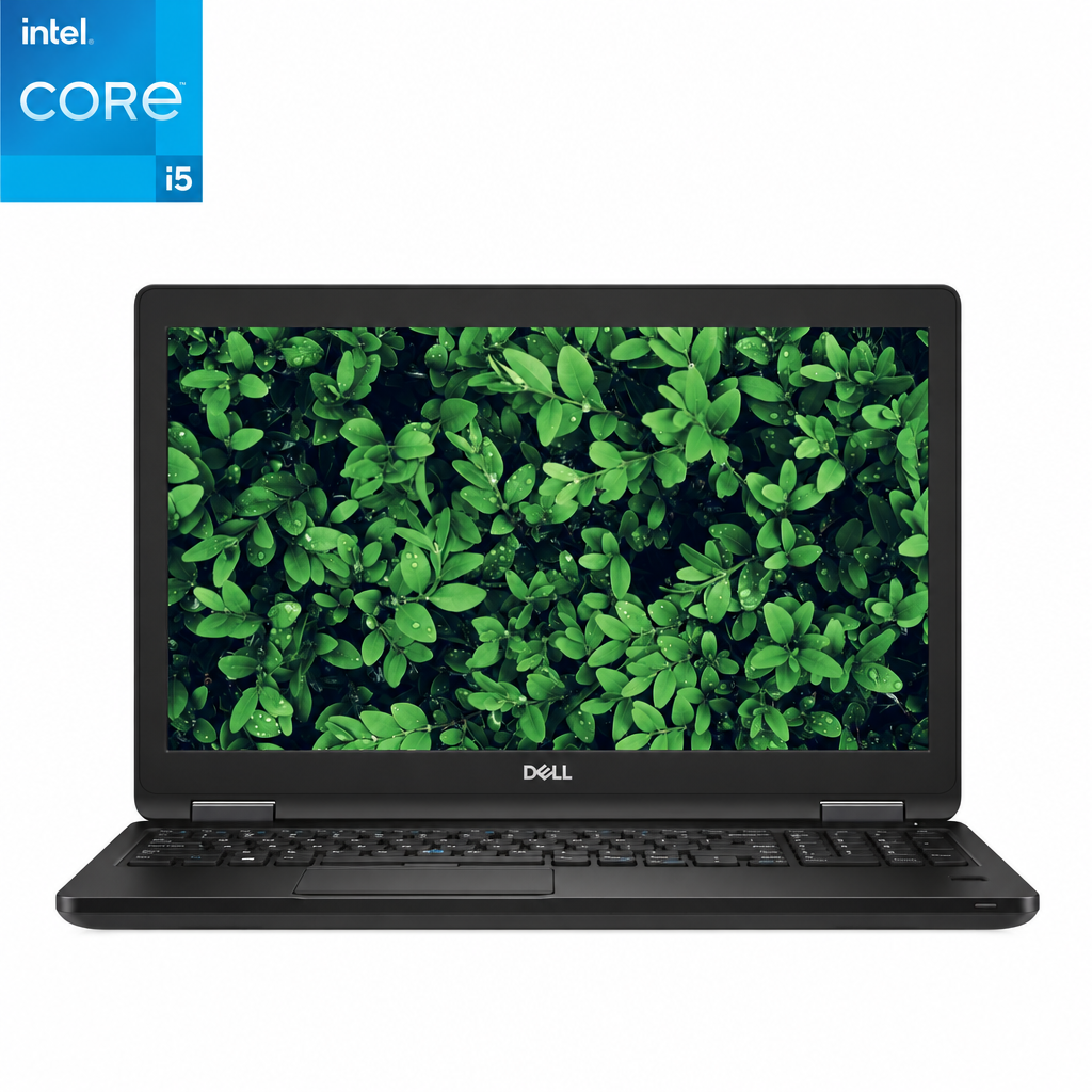 Front-facing view of an opened Dell Latitude 5590 i5 Laptop.