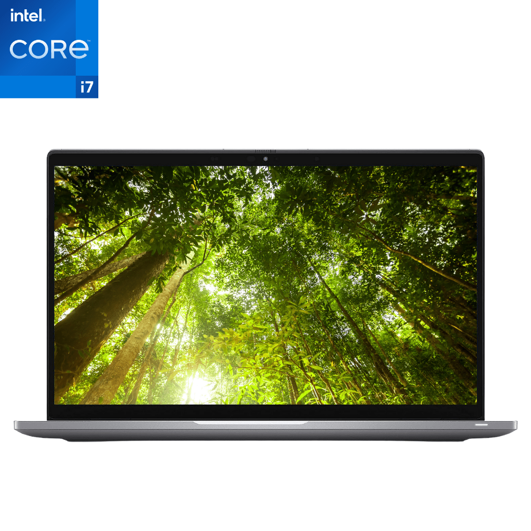 Front-facing image of an opened Dell Latitude 7420 i7 Laptop from Evergreen Electronics.