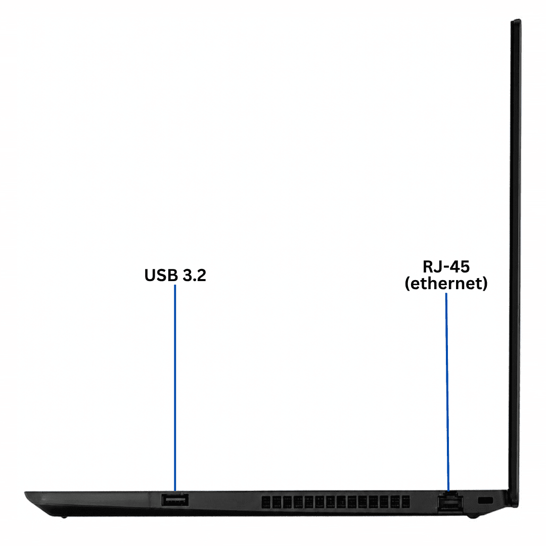 Port diagram of the right side of the Lenovo T15 G1 Laptop with all ports