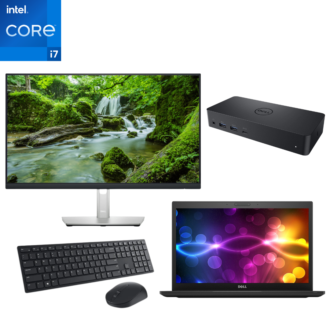 Bundle | Dell Latitude 14″ 7490 i7 Gen 8 Laptop | Dell 24" P2422 Monitor | Dell Keyboard/Mouse | Dell Dock | Windows 11 Pro