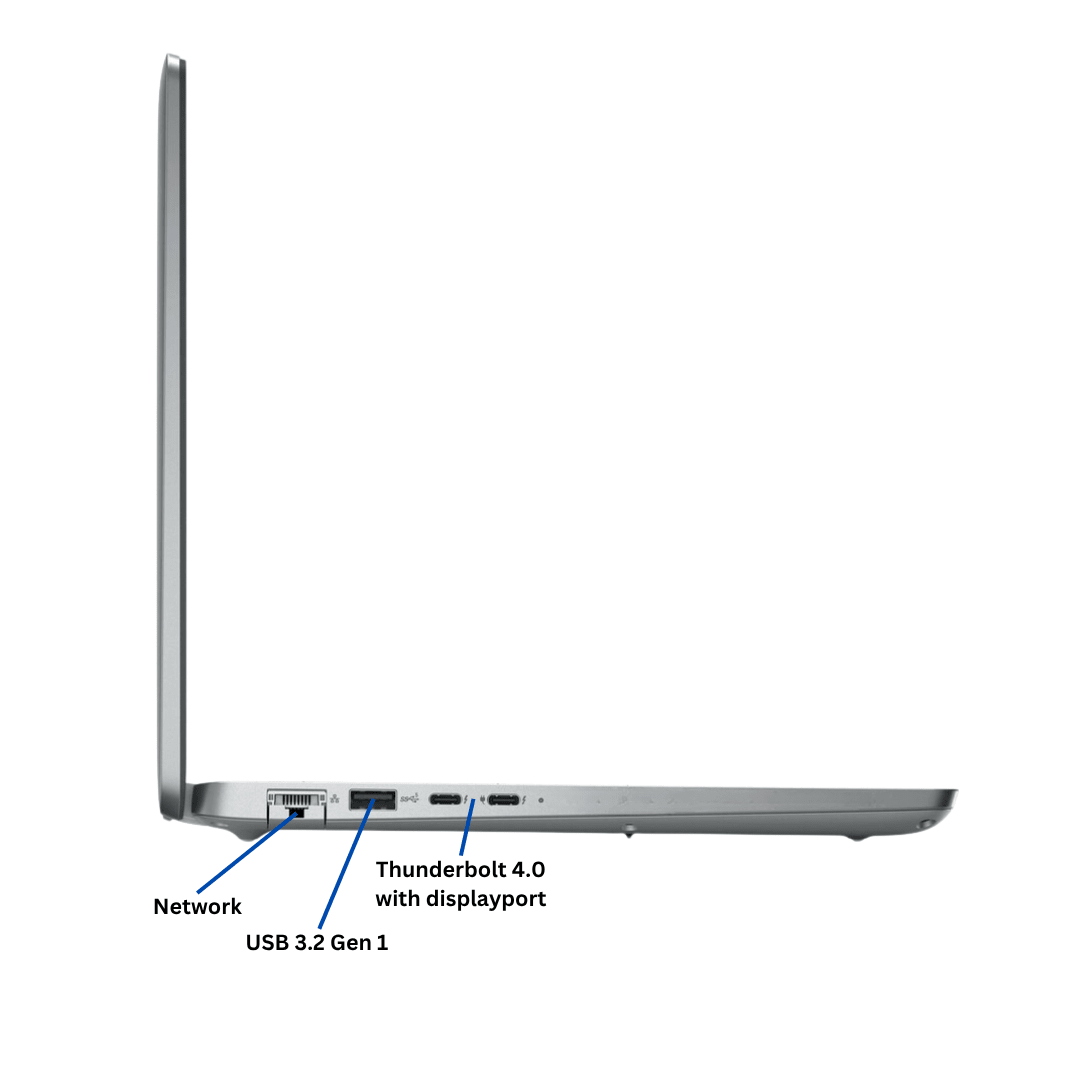 Front-facing view of Dell Precision 5440 i7 gen 13 left Port Diagram, with all front-side ports clearly labeled.