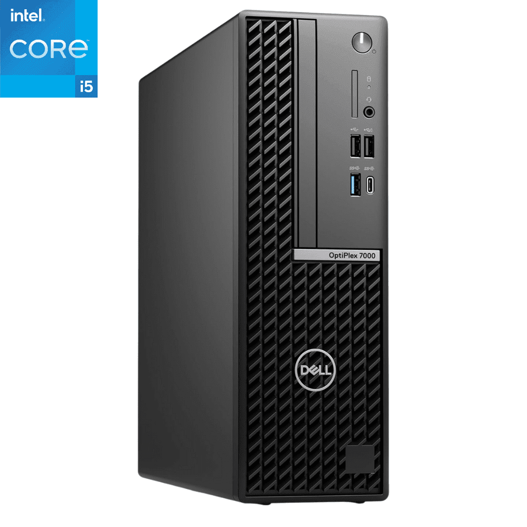 Front-angled view of the Dell OptiPlex 7000 SFF i5 Desktop.
