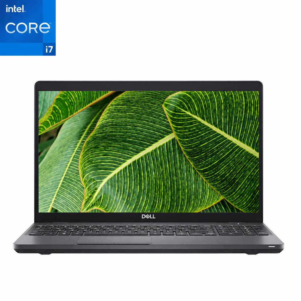 Front-facing view of an opened Dell Latitude 5501 i7 Laptop.