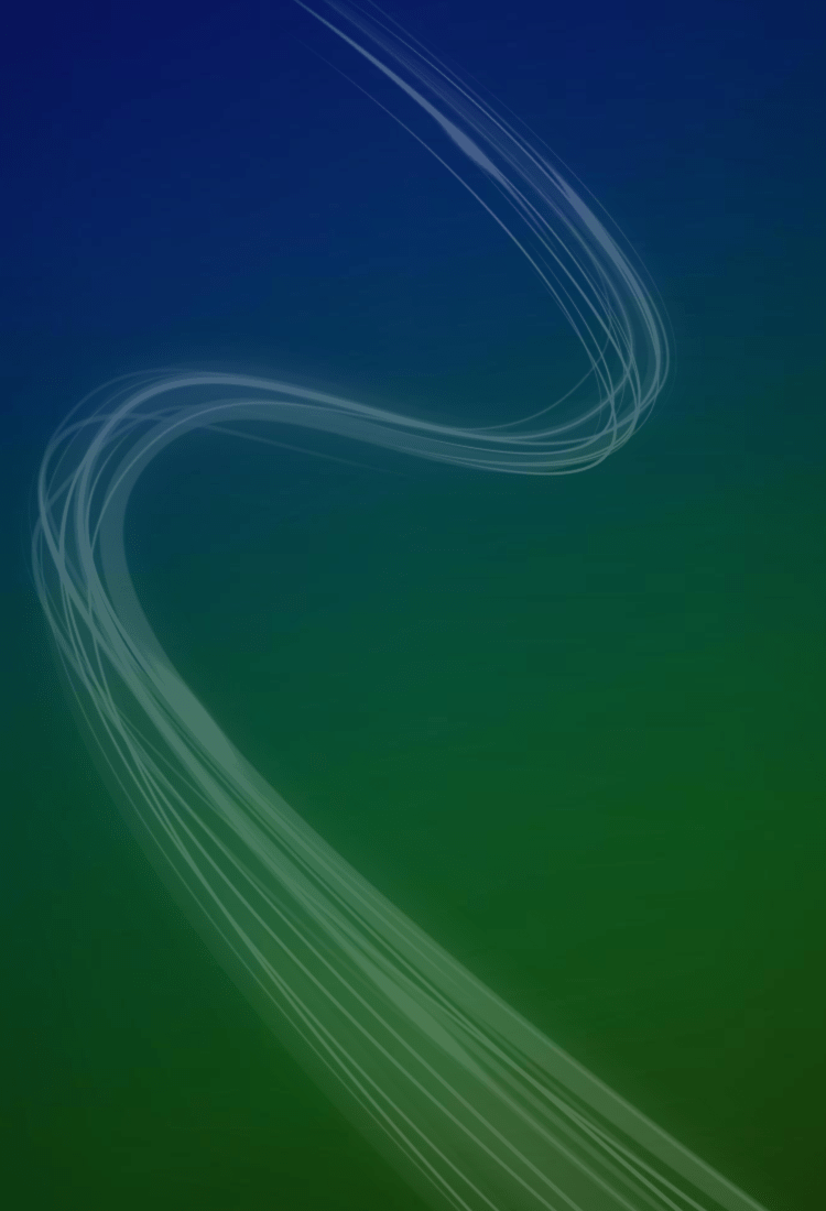 Wavy light trails on a gradient blue to green background, Evergreen electronics Mobile Banner.