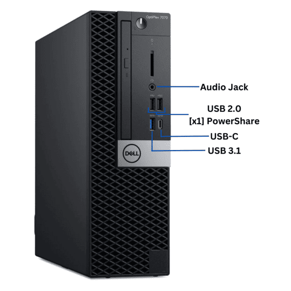 Dell OptiPlex 7070 i7 8th Gen Front Ports from Evergreen Electronics.