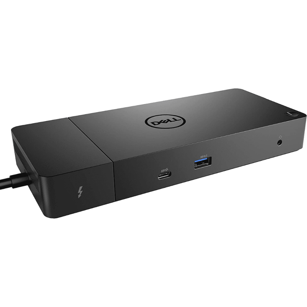 Front-view of Dell WD19TB Thunderbolt docking station.