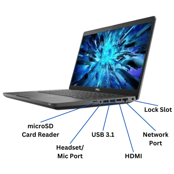 Right-side view of Dell Latitude 5401 Laptop ports.