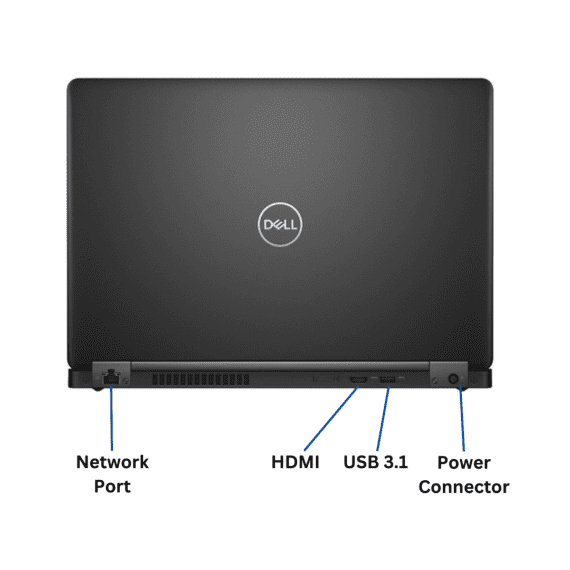 Rear-view of Dell Latitude 5490 Laptop ports from Evergreen Electronics.