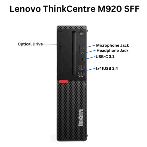 Lenovo ThinkCentre M920 Small Form Factor Front Port View