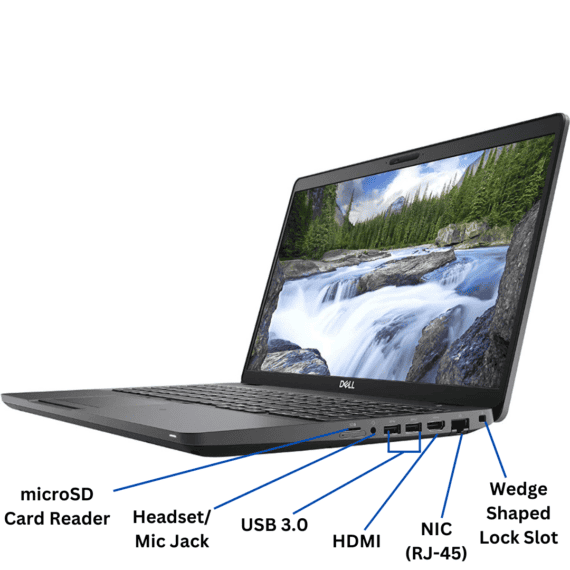 Right-side view of Dell Latitude 5501 laptop port diagram from Evergreen Electronics.