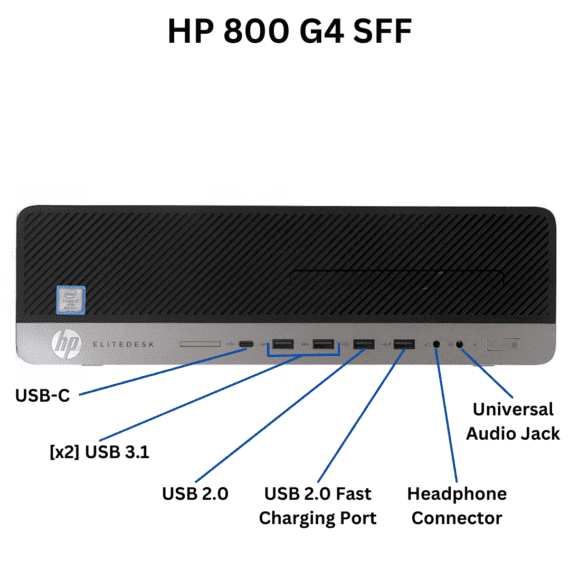front-view of HP EliteDesk 800 G4 Small Form Factor Desktop.