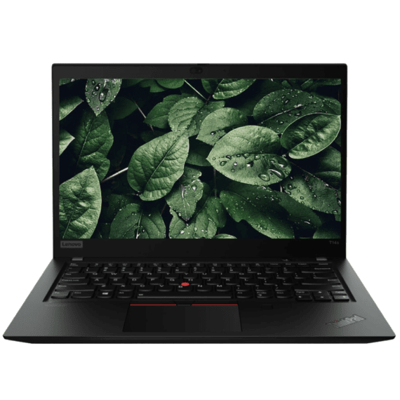 Front view of opened Lenovo ThinkPad T15 Gen 1 laptop from Evergreen Electronics.